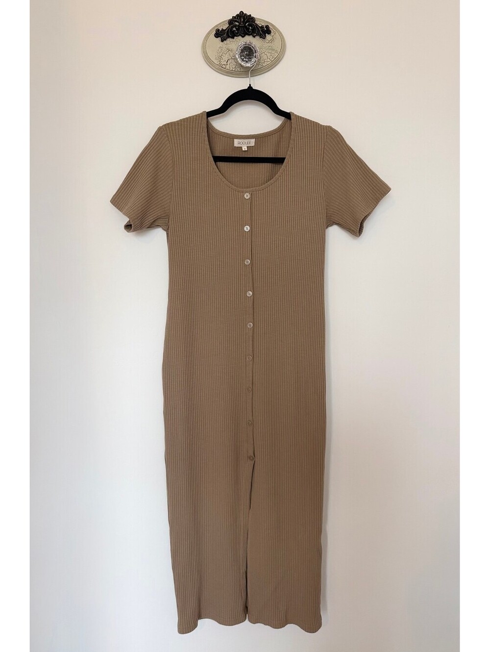 Roolee ribbed knit button-up dress - Size SMALL